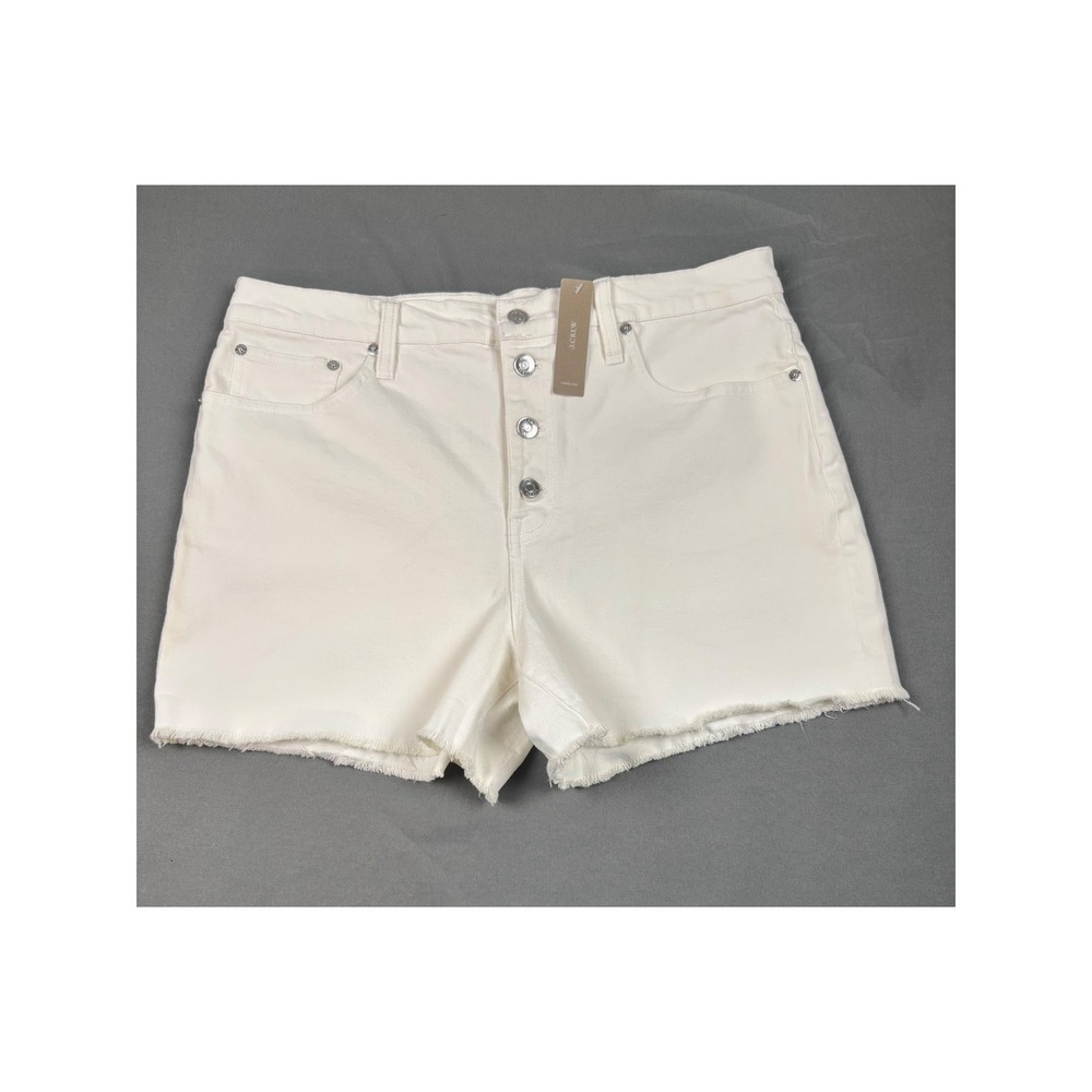 J.Crew White Shorts High-Rise Button Fly Denim Raw Hem Size 32 NEW Summer